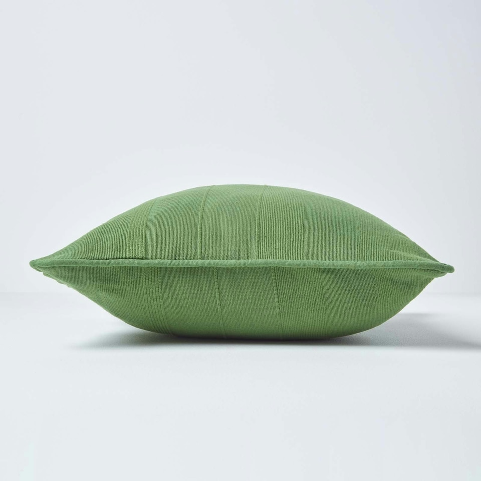 image 1 of Homescapes Cotton Rajput Ribbed Dark Olive Cushion Cover - 60 x 60cm | Multi | 60 x 60 cm | 1