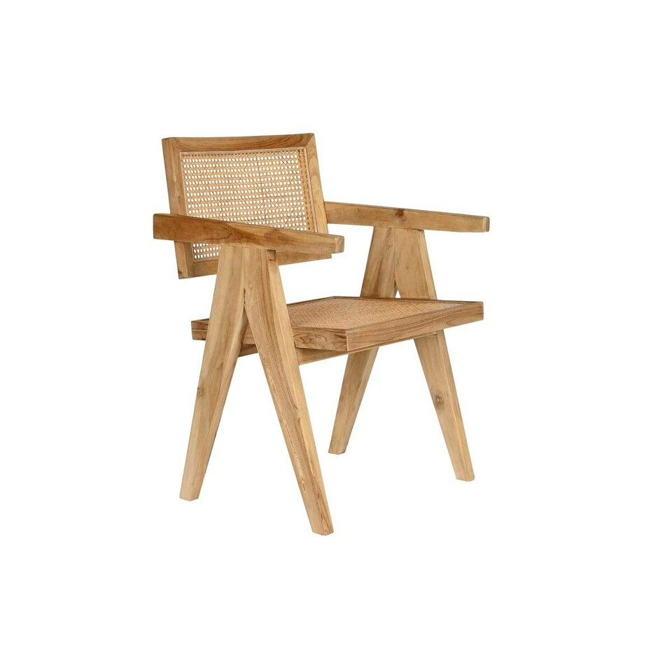 image 1 of Dining Chair DKD Home Decor Natural Teak Rattan (58 x 56 x 82 cm) Brown