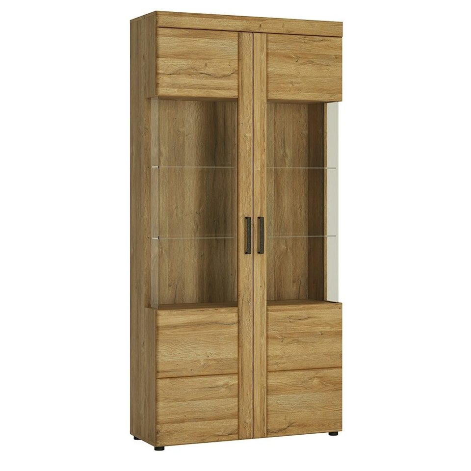 image 1 of Cortina Tall Wide 2 Door glazed Display Cabinet in Grandson Oak