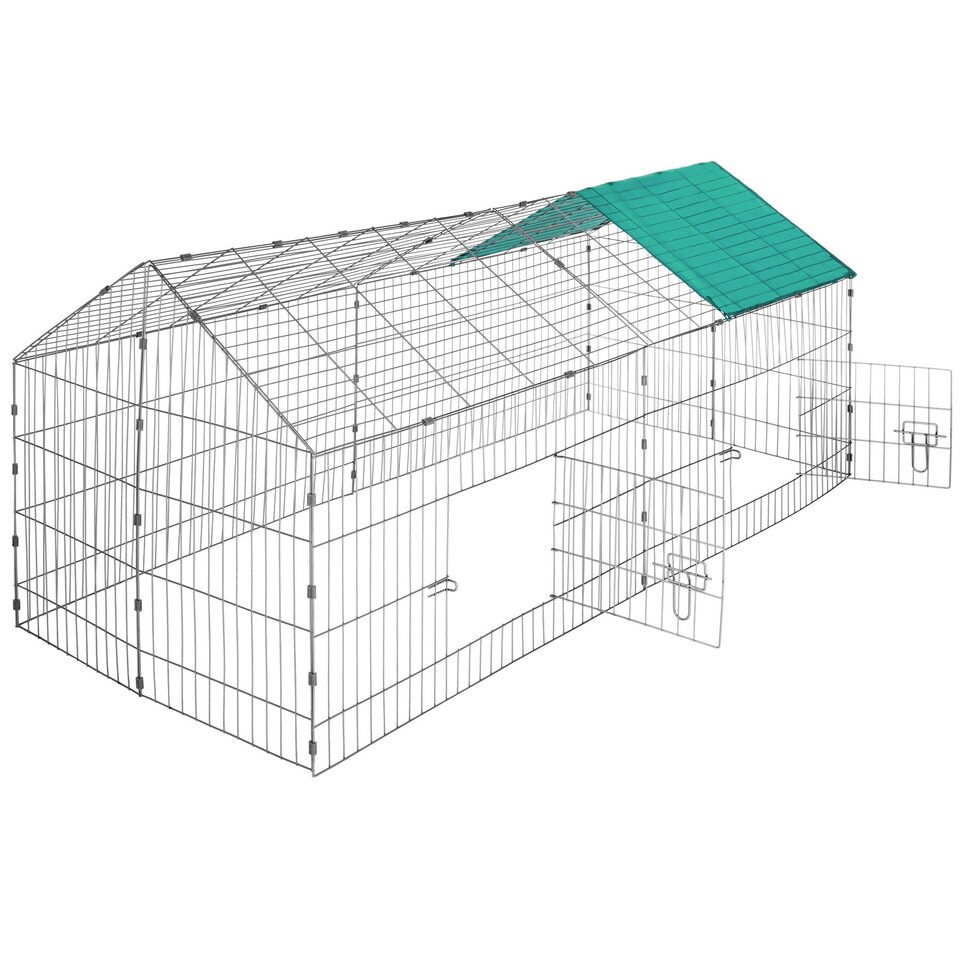 image 1 of Rabbit Run - 12 grid elements with sunshade, 2 doors, 180 x 75 x 75 cm | Green | green | 180 x 75 x 75 cm | 1
