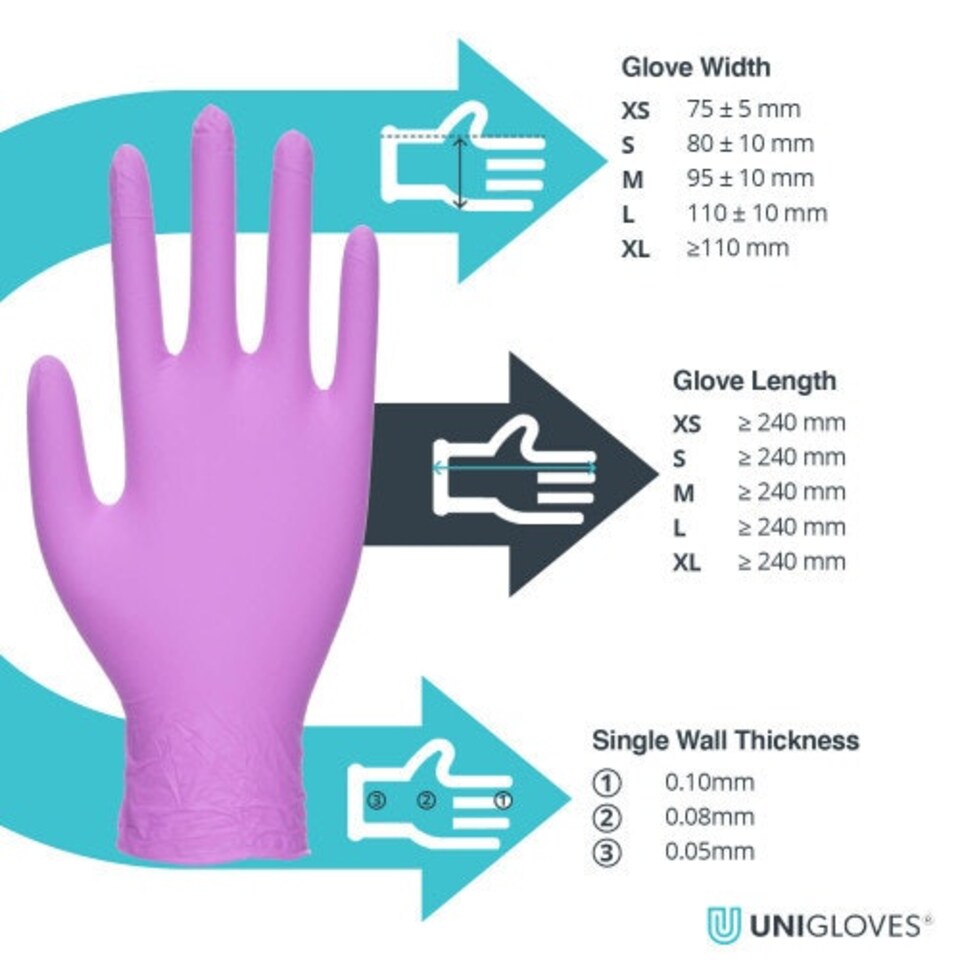 image 1 of Unigloves Violet Pearl Box of 100 Nitrile Gloves