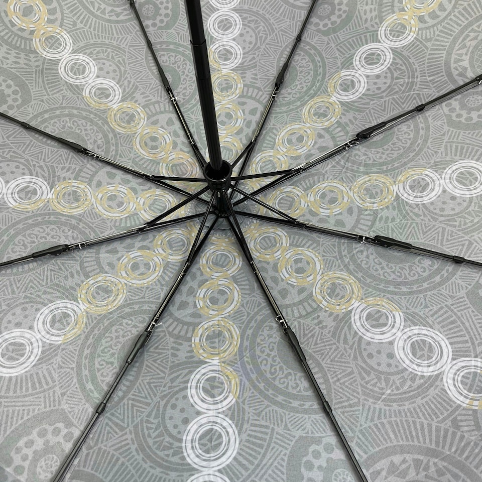 image 1 of Annie Phillips Folding Umbrella Automatic Open Close Circles Grey