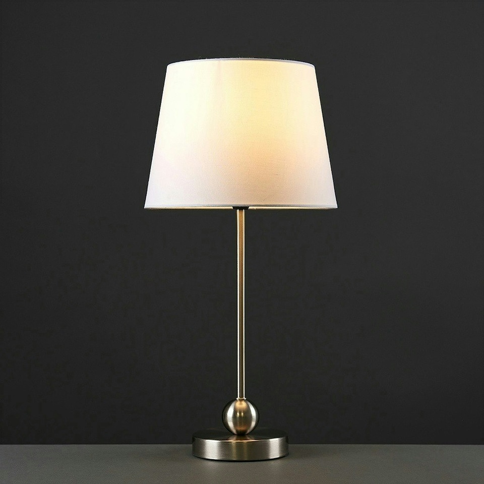 image 1 of ValueLights Silver Table Lamp White Shade White