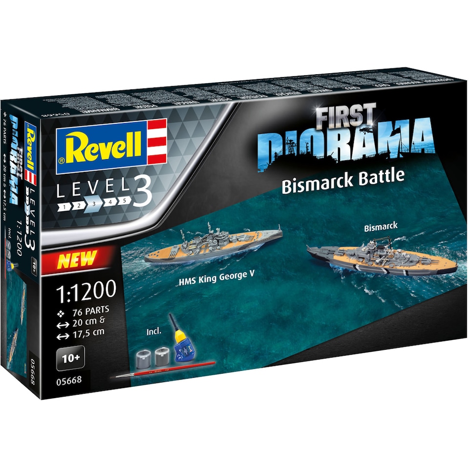 image 1 of Revell First Diorama Bismarck Battle HMS King George V Model Kit Scale 1 1200