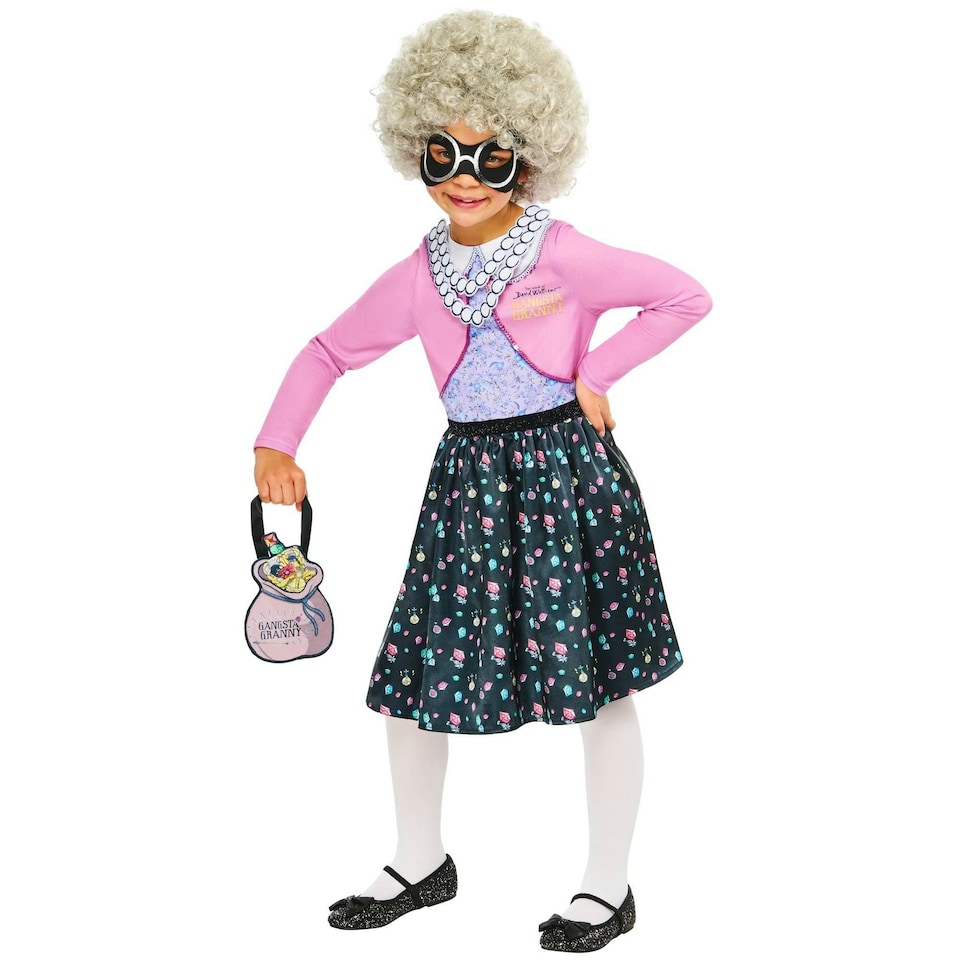 image 1 of Gangsta Granny Childrens/Kids Costume Set - Pink/Black - 7-8 Years 7-8 years