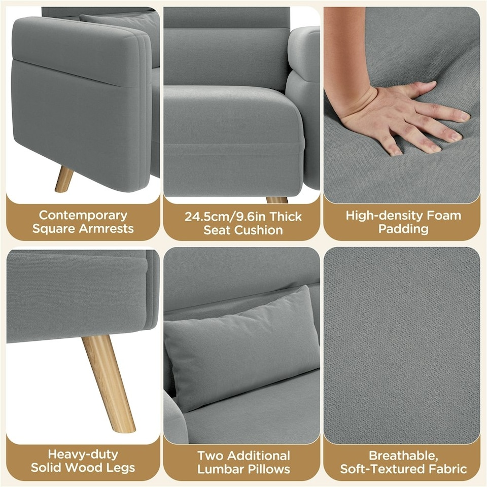image 1 of Yaheetech Fabric Loveseat Sofa with Lumbar Pillows for Small Space