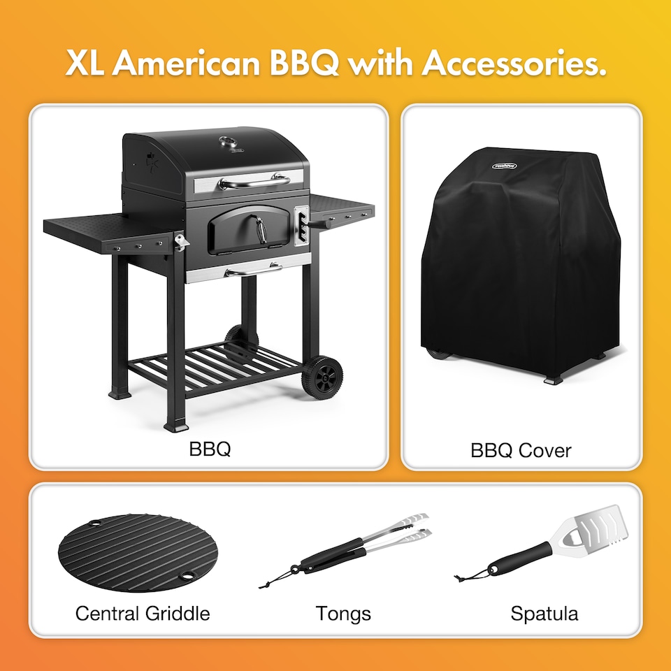 image 1 of VonHaus Charcoal BBQ with Accessories, XL American Barbecue