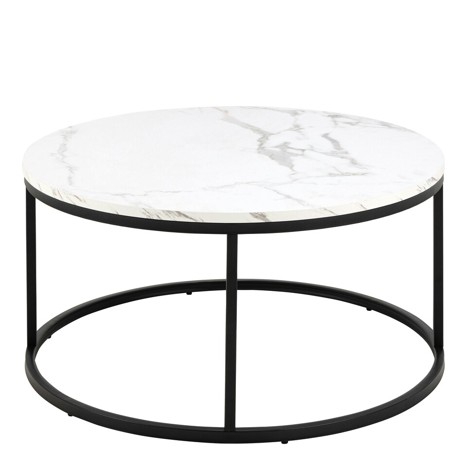 image 1 of Spiro Coffee Table with White Marble Melamine Top & Black Legs