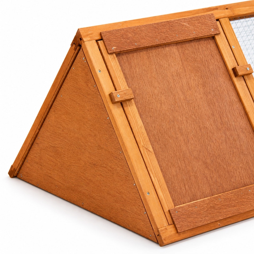 image 1 of Wooden Outdoor Triangle Rabbit Guinea Pig Pet Hutch Run Cage