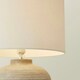 image 2 of ValueLights Reid Linen Drum Lamp Shade Stone Grey Ribbed Ceramic Large Table Lamp Grey
