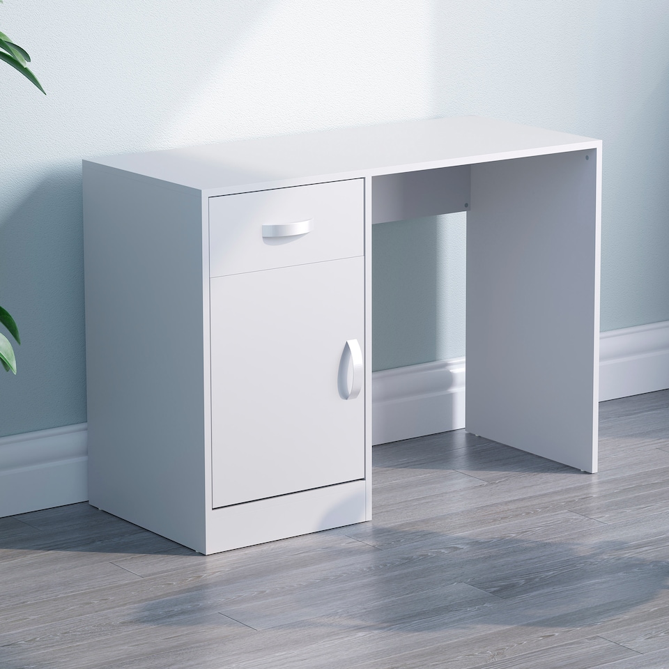 image 1 of Vida Designs Hudson 1 Door 1 Drawer Computer Desk Home Office Workstation, White