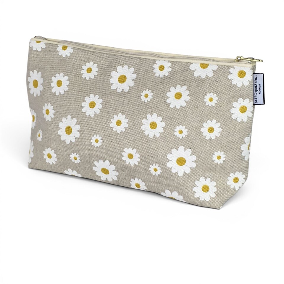 image 1 of Little Shop Of Toiletry Bag - Linen Daisy Cotton, Zip Closure