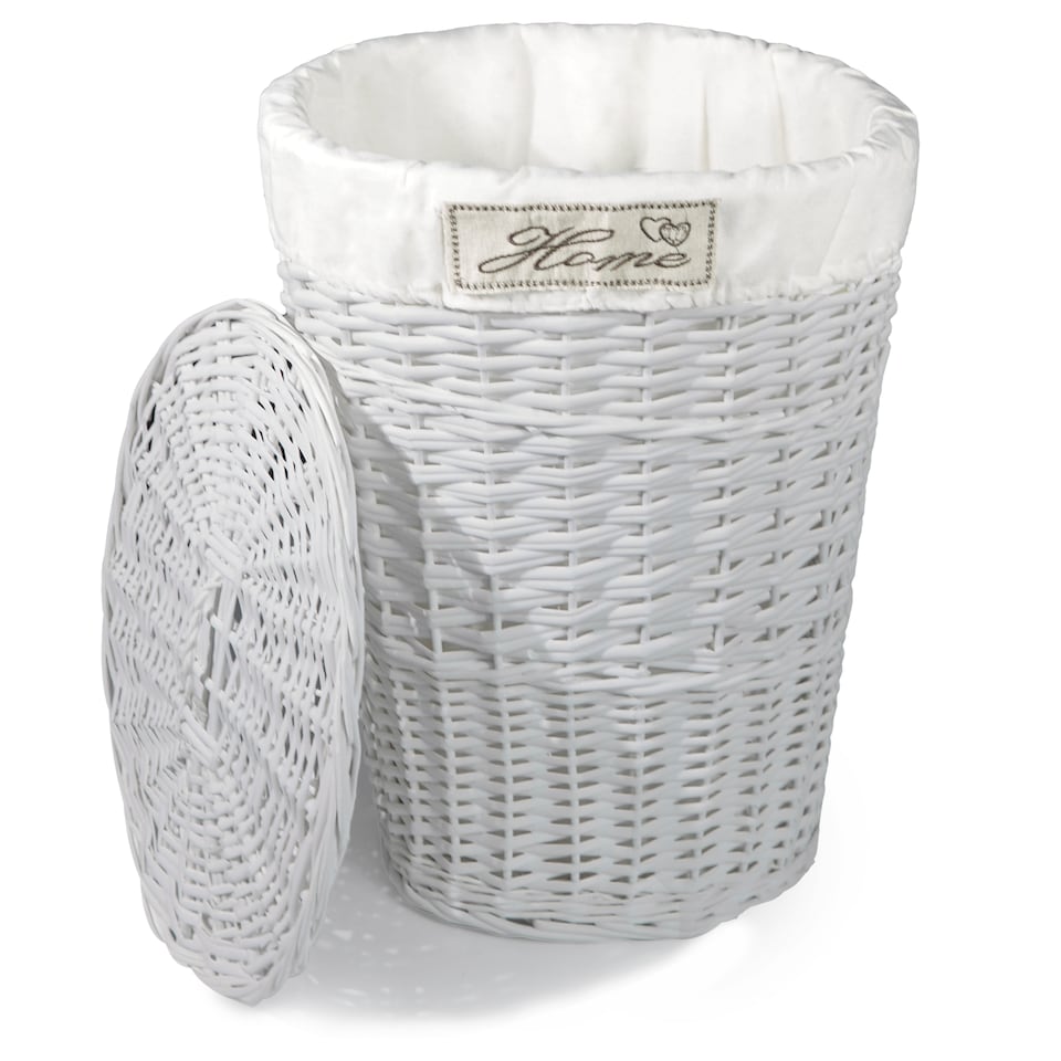 image 1 of Wicker Oval Laundry Basket Bathroom Storage Laundry Bag Bin With Liner and Lid