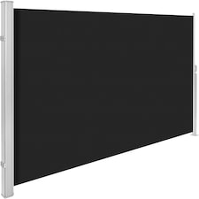 Garden Privacy Screen with retractable side awning and aluminium casing | Black | black | 1