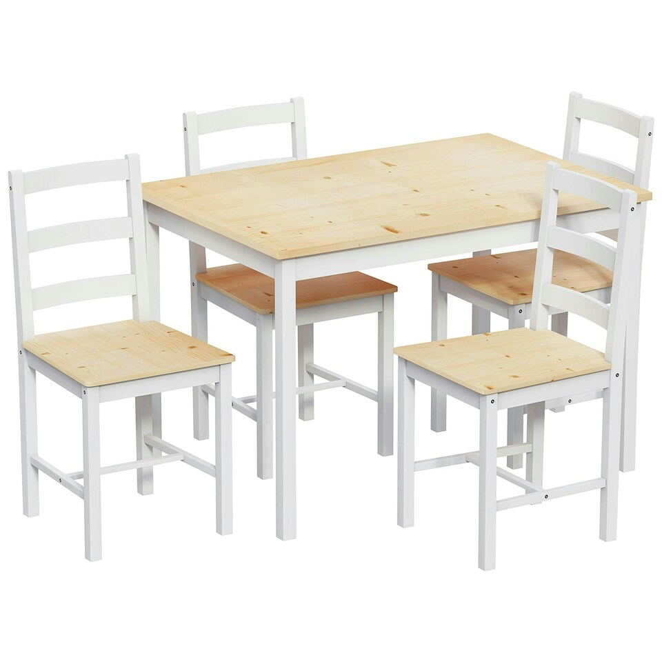 image 1 of Vida Designs Yorkshire 4 Seater Dining Set 5 Piece Table & Chairs, White & Pine