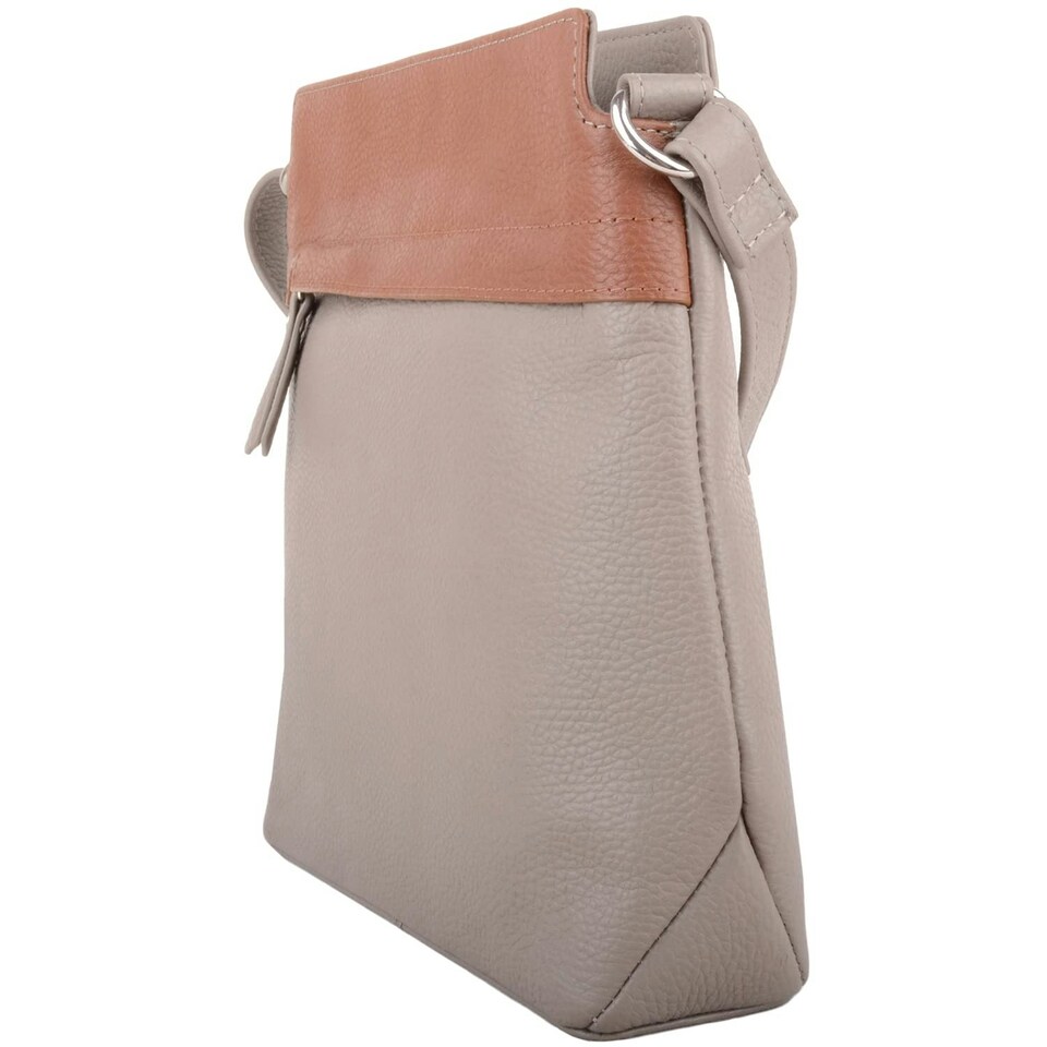 image 1 of Genuine Soft Leather Crossbody Shoulder Two Toned Handbag Brown | Fawn