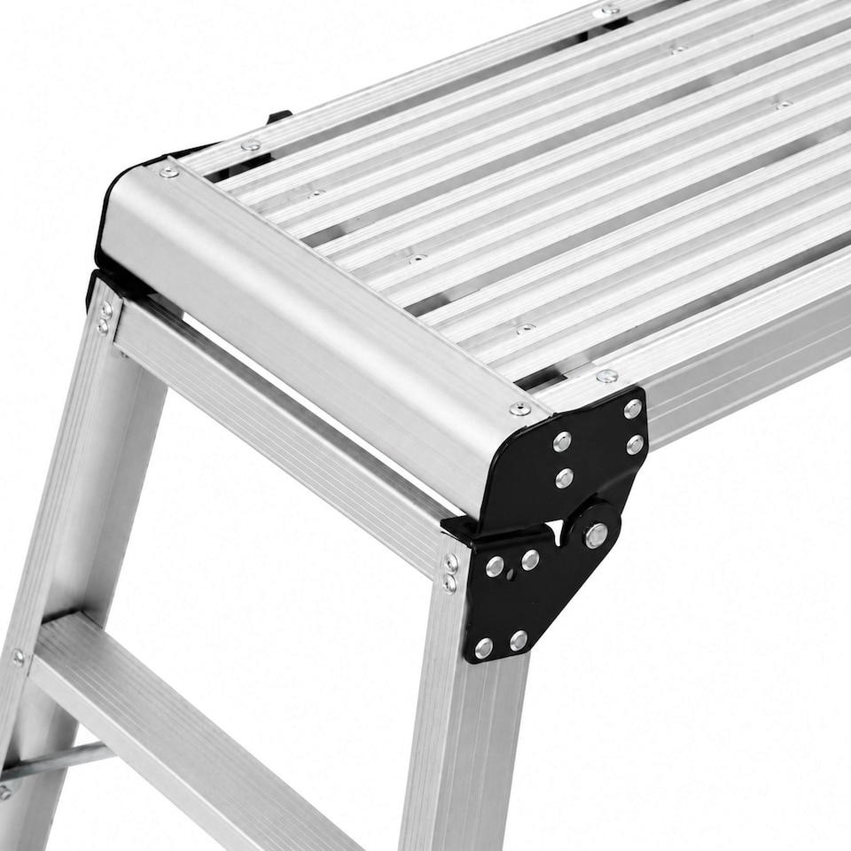 image 1 of 150kg Folding Aluminium Work Platform Step Up Bench Ladder EN131 | Silver