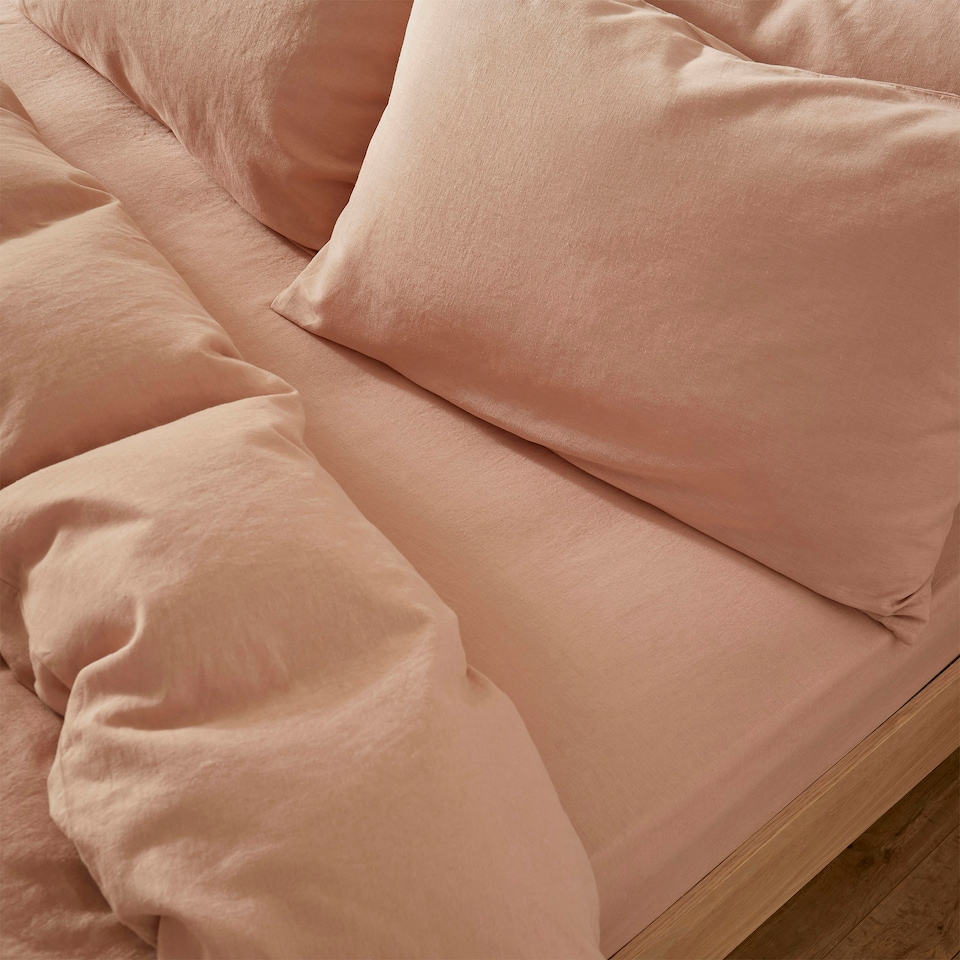 image 1 of Touch Of Linen - Seashell Pink - Fitted Sheet Pink | Seashell Pink | Double