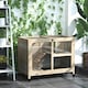 image 6 of PawHut Rabbit Hutch, Bunny Cage 2 Layers with Wheels & Open Roof, Natural