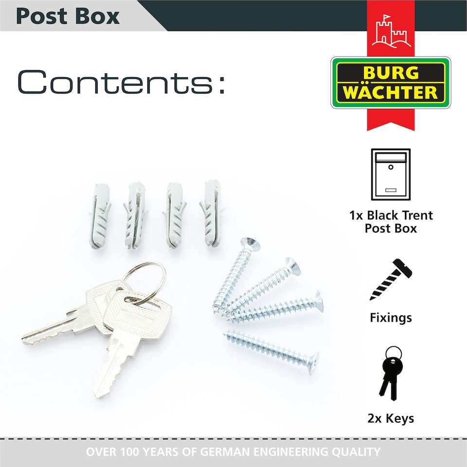 image 1 of Burg-Wachter Trent Wall Mounted Galvanised Steel Lockable Post Box - 26x34x9cm Green