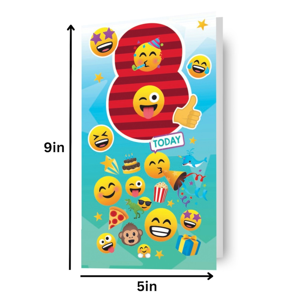 image 1 of JoyPixels Emoji Age 8 Birthday Card