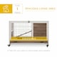 image 2 of PawHut Rabbit Cages, Guinea Pig Hutch w/ Roof & Wheels, No-Leak Tray, Brown