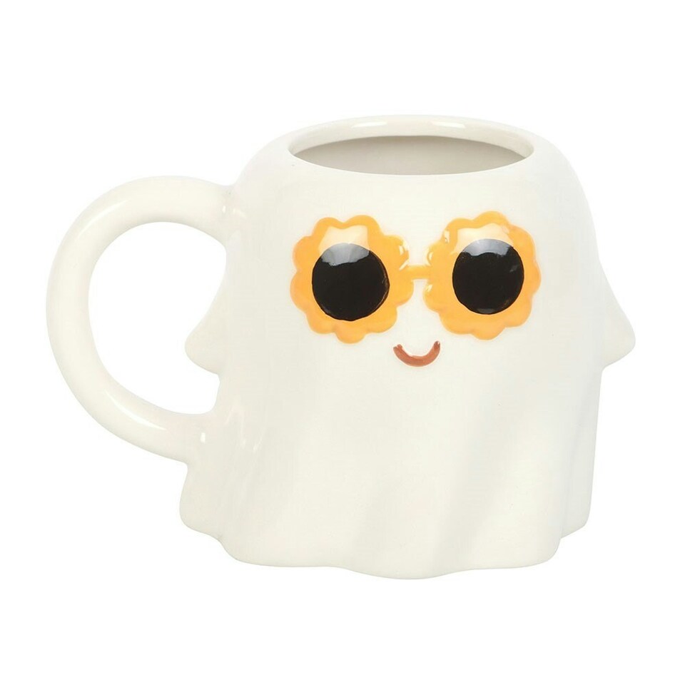 image 1 of Something Different Groovy Ghost 500ml Mug - White/Yellow/Black - One Size | Multi | 1