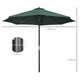 image 7 of Outsunny Outdoor Market Table 3(m) Parasol Umbrella Sun Shade with 8 Ribs, Green
