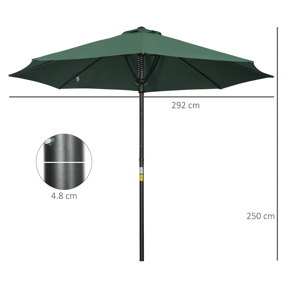 image 1 of Outsunny Outdoor Market Table 3(m) Parasol Umbrella Sun Shade with 8 Ribs, Green