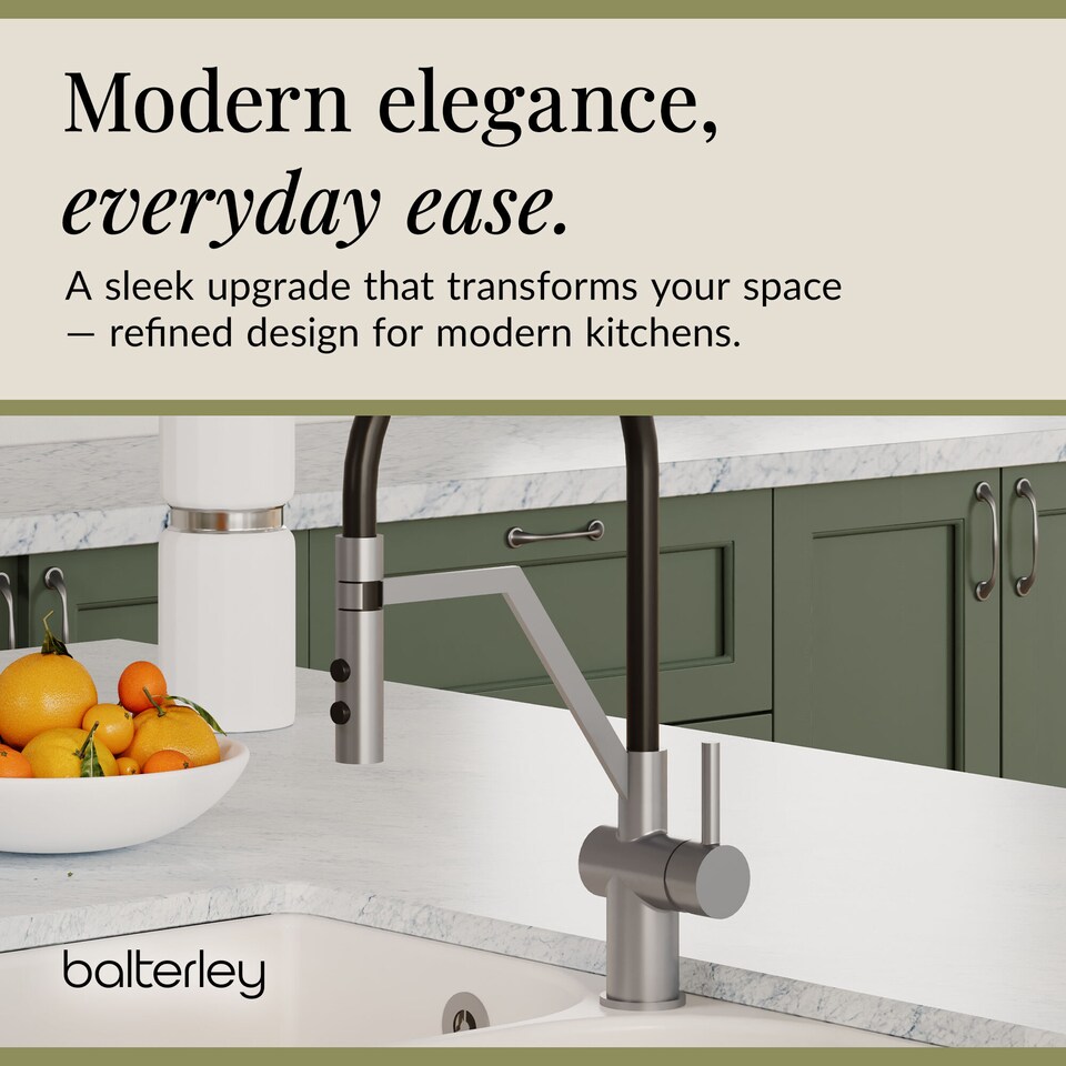 image 1 of Modern Kitchen Mono Mixer Tap - Single Lever Brushed Nickel | Silver | Brushed Nickel | 1