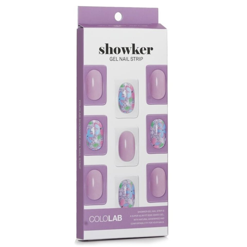 image 1 of Showker Gel Nail Strip # Csa311 Violet Flower - 1pcs