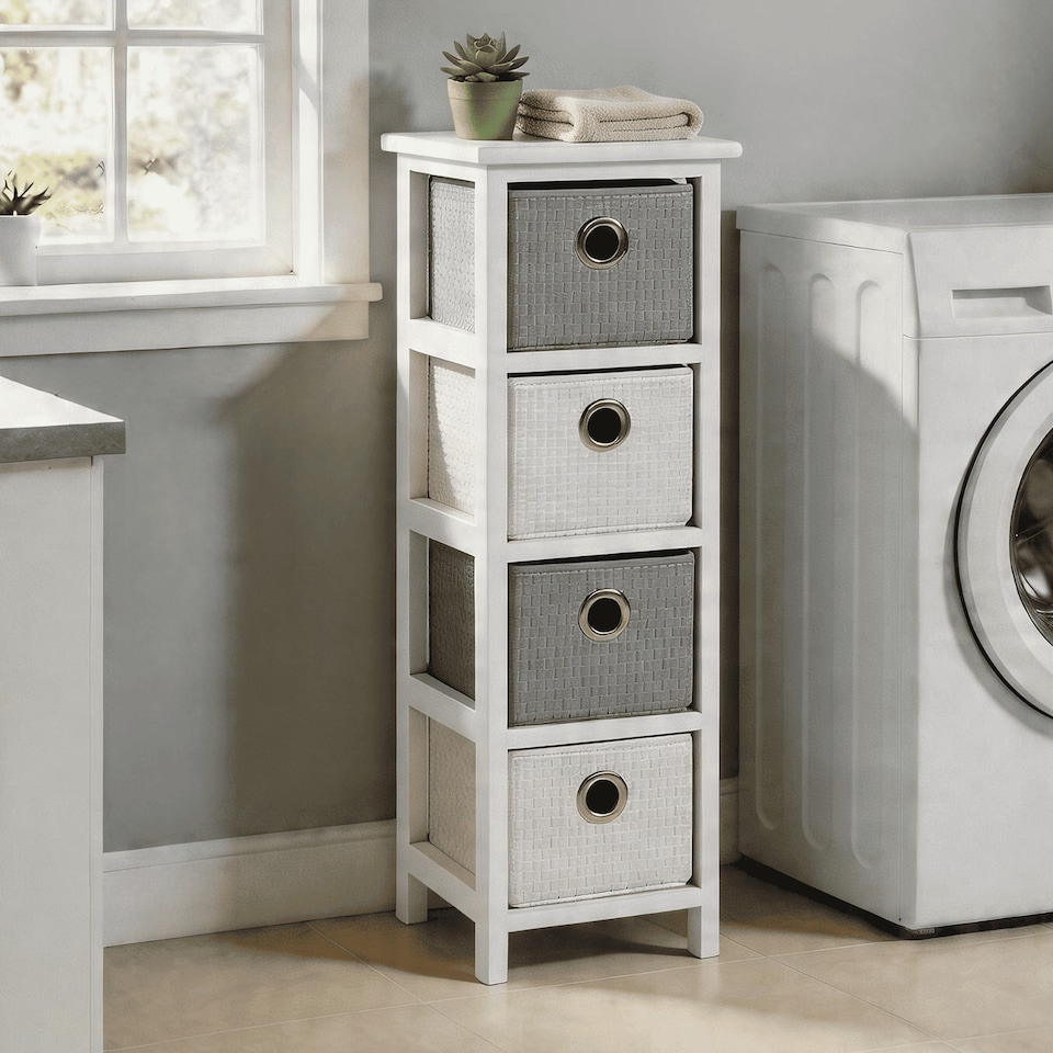 image 1 of Chest Of Drawers Wooden Hallway Storage Home Organiser Fully Assembled | White