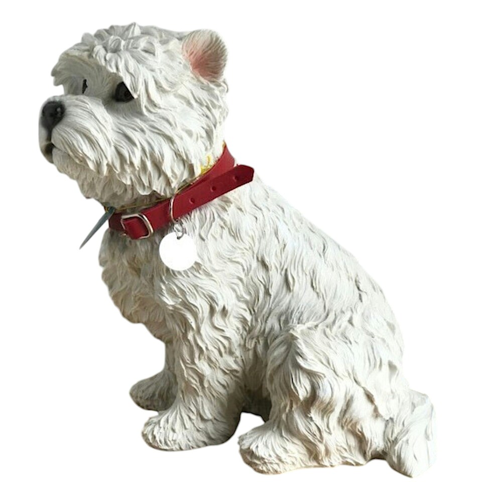 image 1 of Large Realistic Sitting West Highland Terrier Westie Dog Figurine, By Leonardo