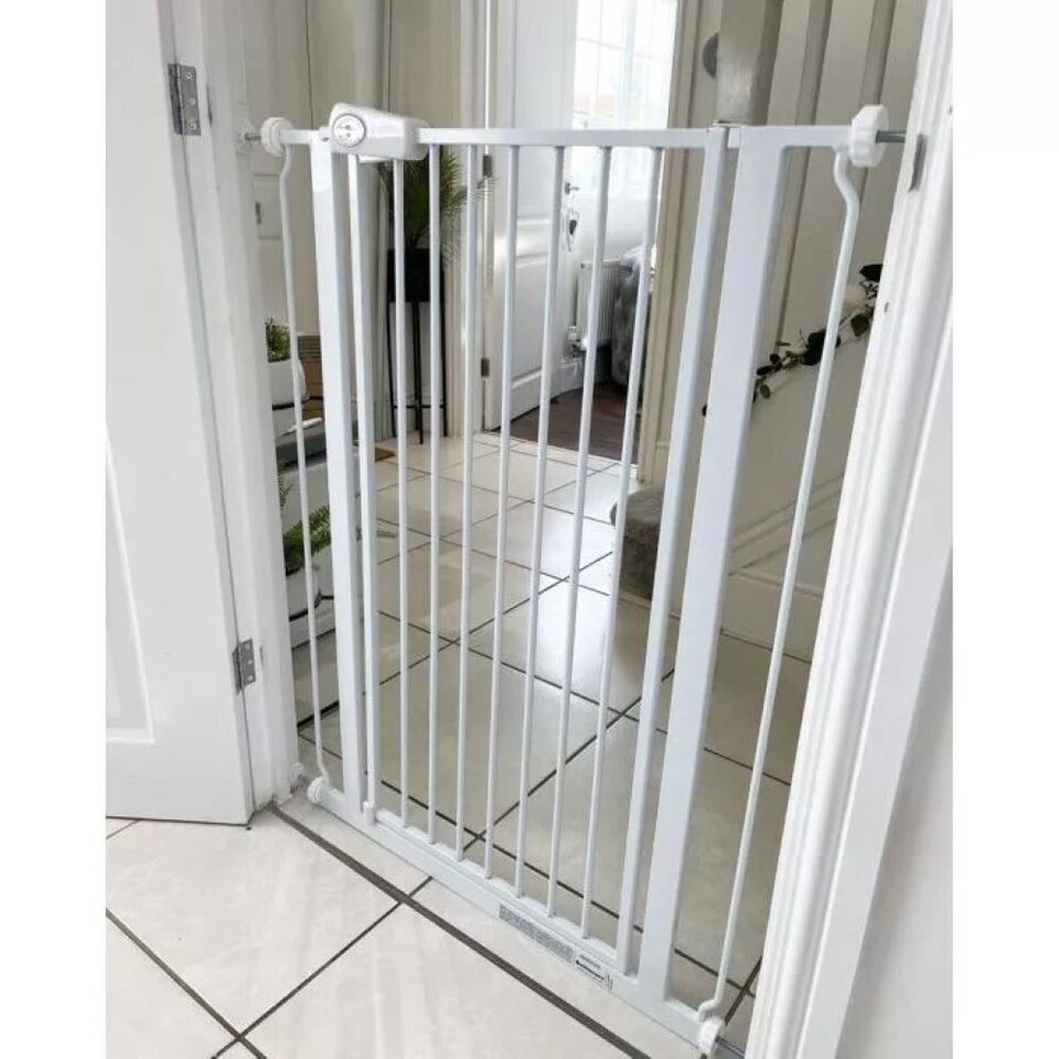 image 1 of Safetots Extra Tall Metal Safety Gate Pressure Fit, 75cm - 82.6cm, White, 104cm in Height, Extra Tall Baby Gate | White | 1