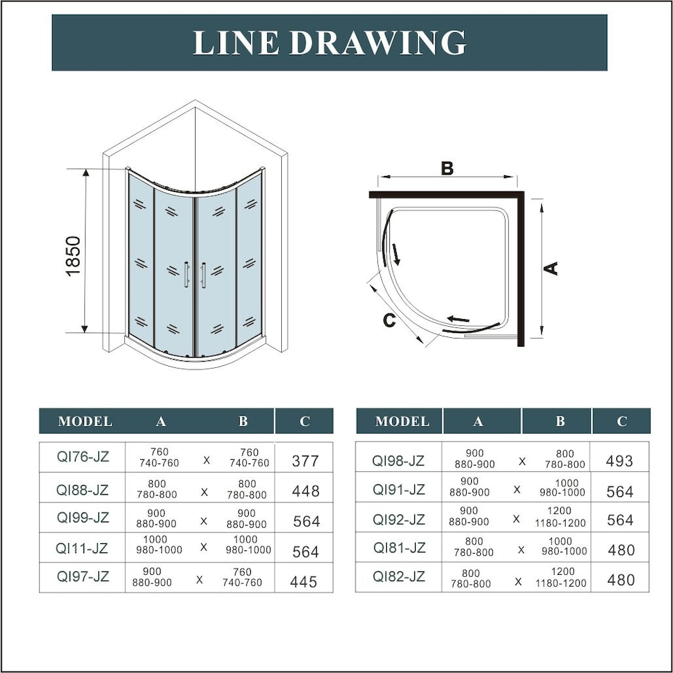 image 1 of Aica Bathrooms 1200x800mm Quadrant Shower Enclosure Walk In Corner Cubicle Glass Screen Door Chrome