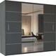 image 1 of Modern Wavy Sliding Mirror Wardrobe 120/150/180/203cm White/Black/Grey/Oak Grey | 150cm