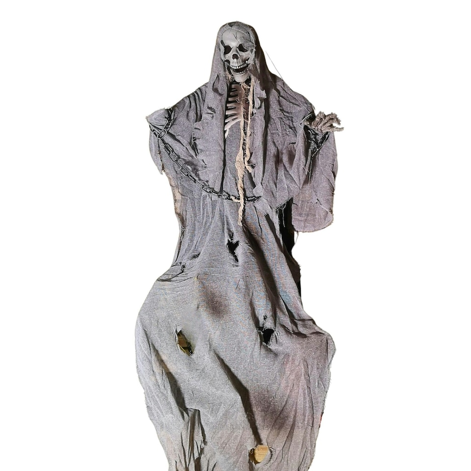 image 1 of 2m (6.5ft) Grey Hanging Halloween Skeleton Ghost Decoration with Chains
