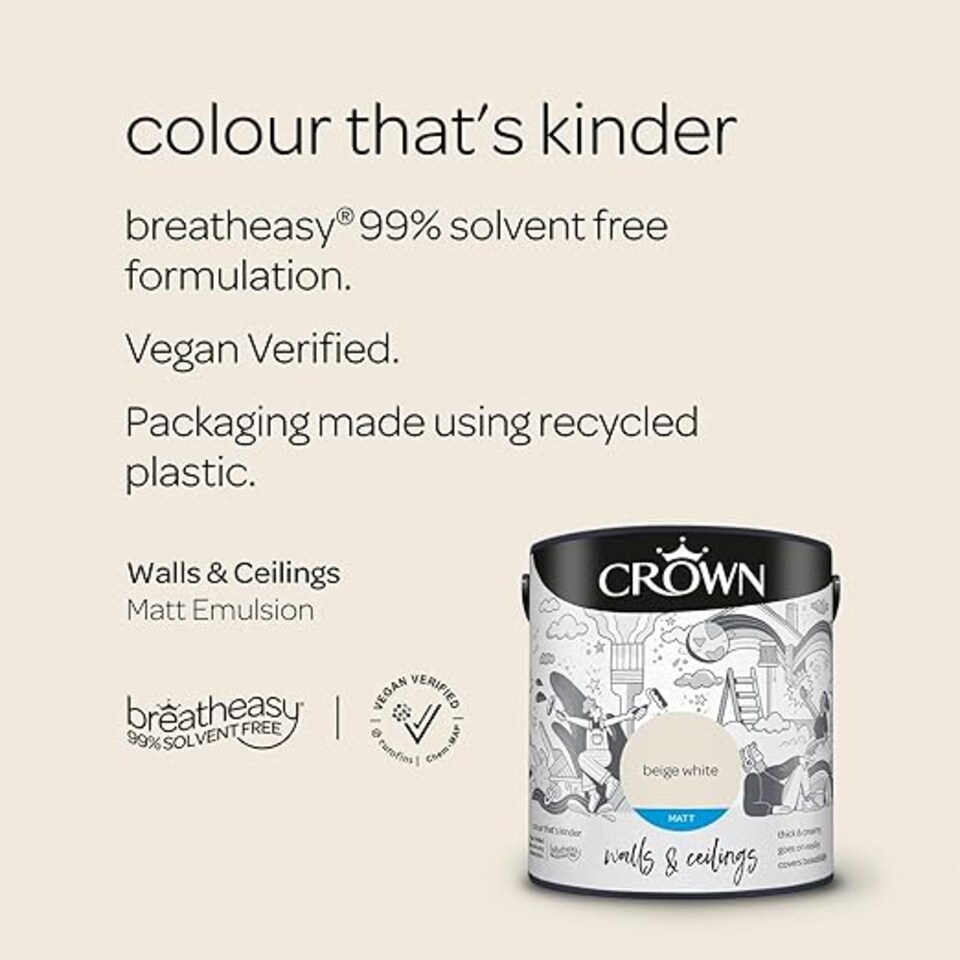 image 1 of Crown Matt Emulsion Paint - Beige White - 2.5L