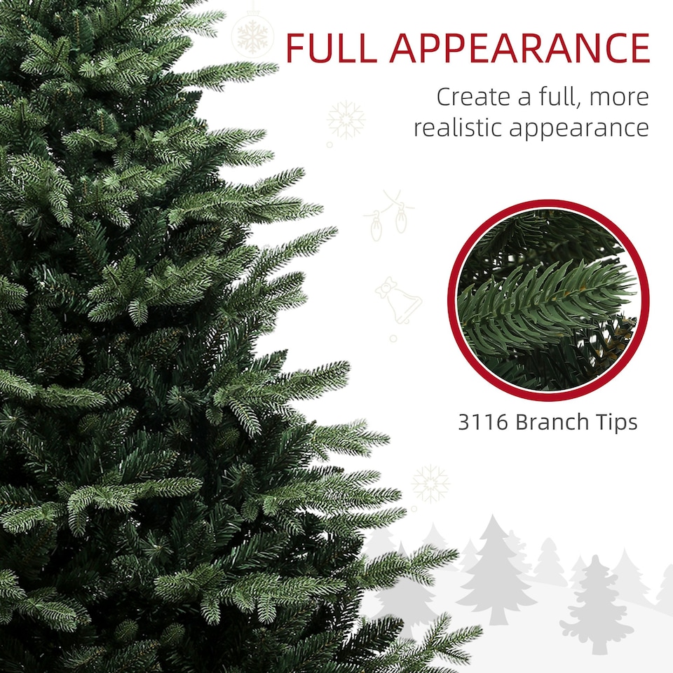 image 1 of HOMCOM 7ft Artificial Spurce Christmas Tree with 3116 Branches