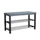 image 7 of Metal Shoe Bench with Storage Shelfs For Entryway Hallway Seating | Grey
