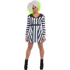 Beetlejuice Womens/Ladies Costume | Black | Black/White | 16-18 | 1