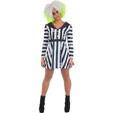 Beetlejuice Womens/Ladies Costume | Black | Black/White | 16-18 | 1