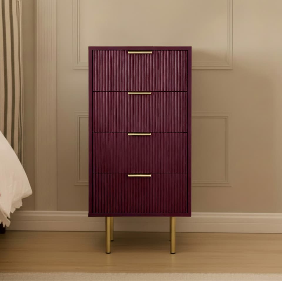 image 1 of OHS Ribbed 4-Drawer Unit Engineered Wood Cabinet Storage