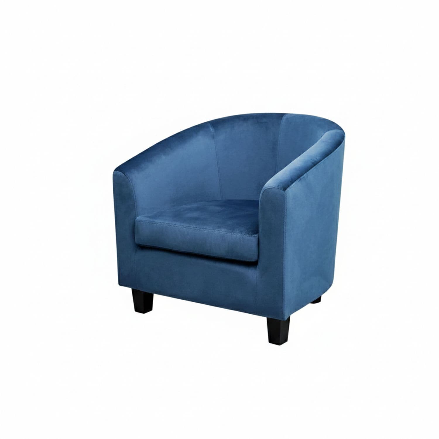 Alivio Modern Velvet Tub Accent Chair – Upholstered Barrel Armchair with Cushioned Seat for Living Room & Bedroom (Blue)