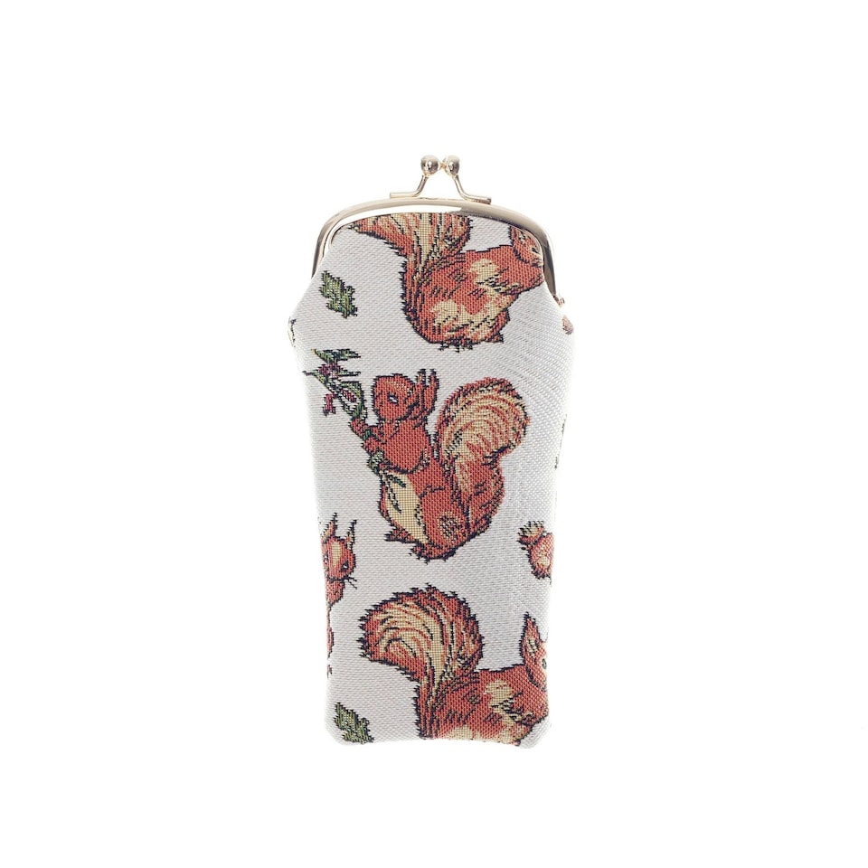 image 1 of Signare Woven Glasses Pouch - Peter Rabbit Squirrel Nutkin Brown | Beige