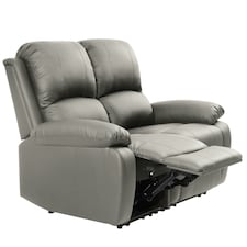 Faux Leather 2 Seat Reclining Sofa In Light Grey