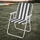 image 3 of Garden Patio Metal Folding Spring Deck Chairs Camping Beach Picnic Outdoor Seats | Black | 2 x Black & White Stripe