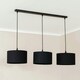 image 1 of ValueLights Reni Black Fabric Drum Shade 3 Drop Bar Black Diner Ceiling Light and Bulbs Black