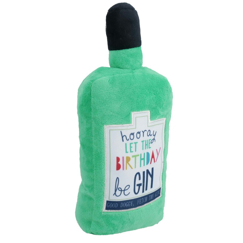 image 1 of Dog Puppy Gift Birthday Gin Bottle Plush Toy Drink Themed Soft Plush Toy Present