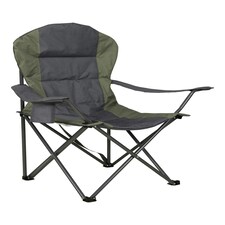 Mountain Warehouse Deluxe Folding Chair with Cup Holder Padded Camping Accessory | Green | Khaki